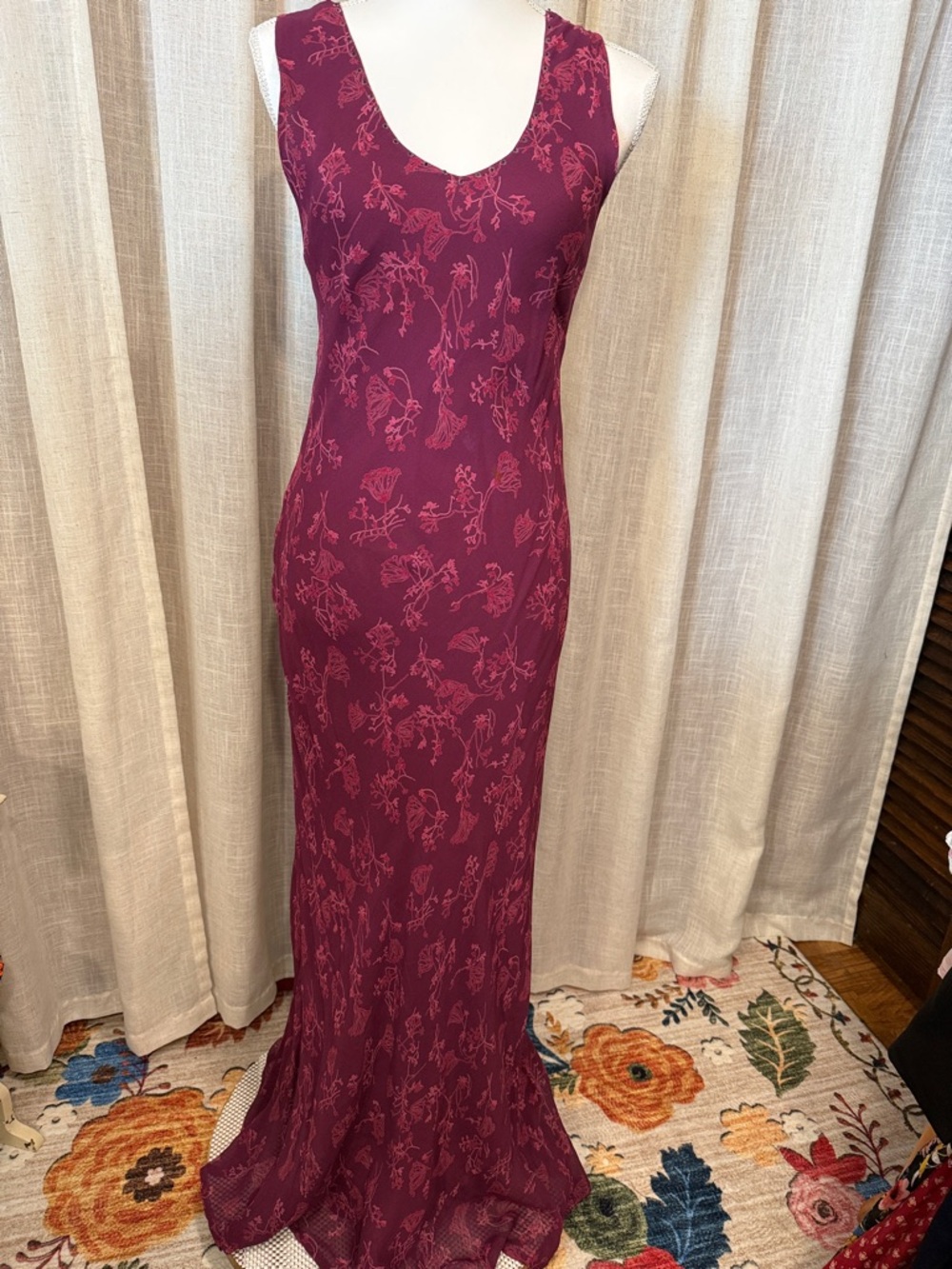 April Cornell Maxi Dress Rayon Floral Boho Cottagecore Made in India M